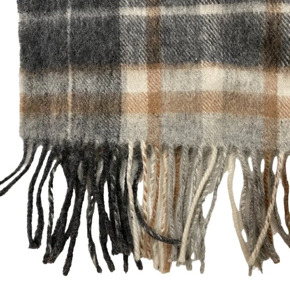 Joseph & Feiss neutral wool plaid scarf unisex